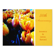 Golden tulip flowers 50th anniversary invitation announcements