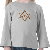 Golden Unicursal Hexagram - thelemic symbol t-shirts