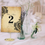 Golden Vintage Damask Swirls Table Number Cards Postcard