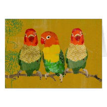 Golden Vintage Love Birds Notecard