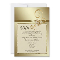 Golden Wedding Anniversary Heart Custom Invitation