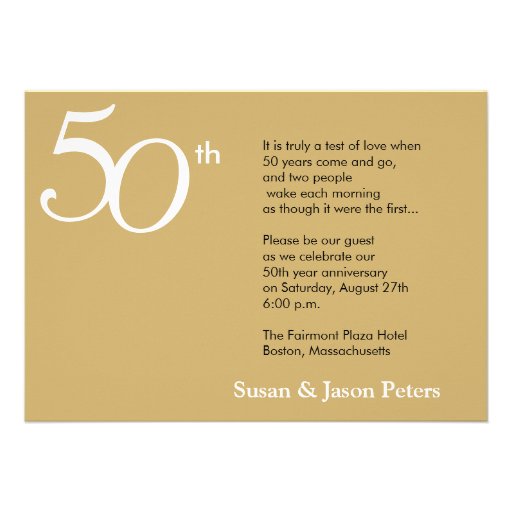 Golden Wedding  Anniversary Invitation