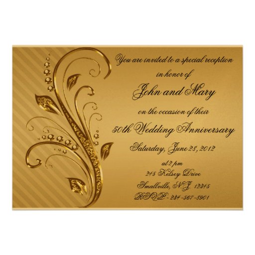 Golden Wedding Anniversary Invitation Card