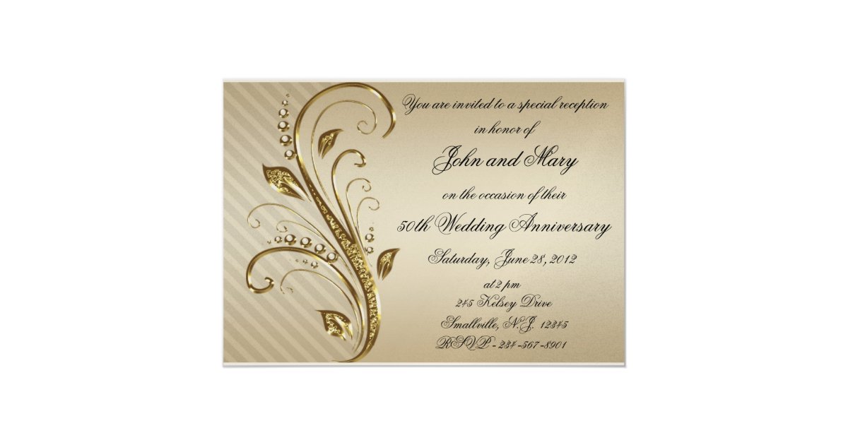 Golden Wedding Anniversary Invitation Card Zazzle