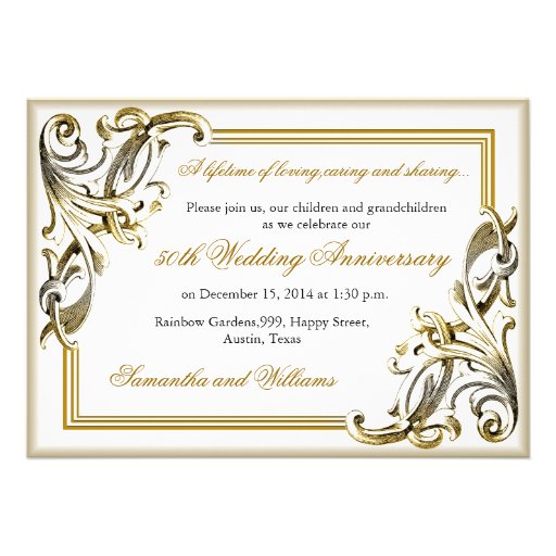 Golden Wedding Anniversary Invitations 5" X 7" Invitation Card Zazzle