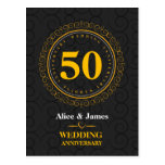 Golden “wedding anniversary” personalized postcard