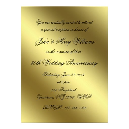 Golden Wedding Anniversary Photo Invitation Card