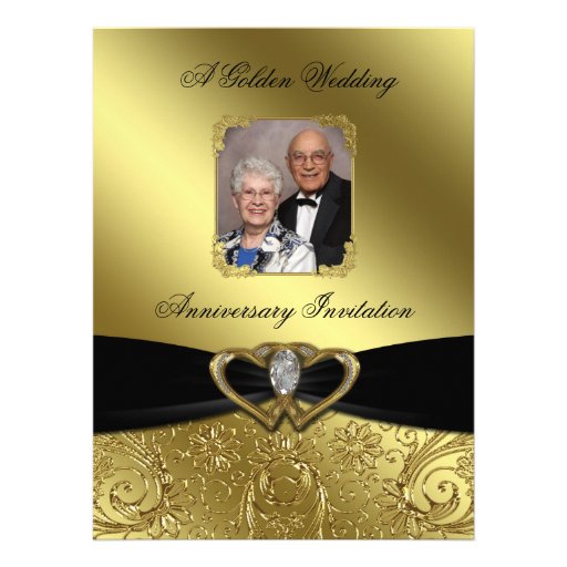 Golden Wedding Anniversary Photo Invitation Card