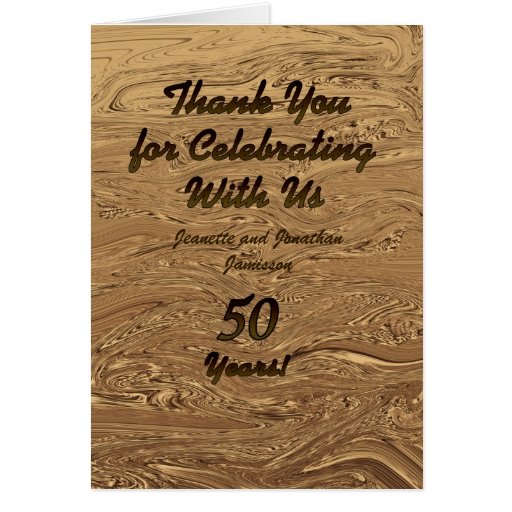 Golden Wedding Anniversary Thank You Note Card Zazzle
