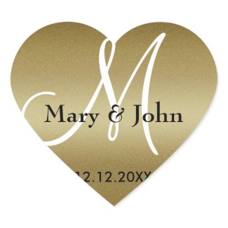 Golden Wedding Monogram Seals Sticker