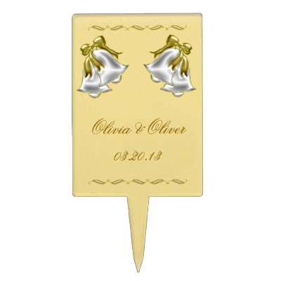 Golden Wedding Rectangular Cake Topper