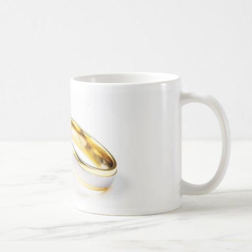 Golden Wedding Rings On White Background Classic White Coffee Mug