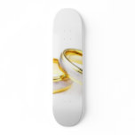 Golden Wedding Rings On White Background Skate Decks
