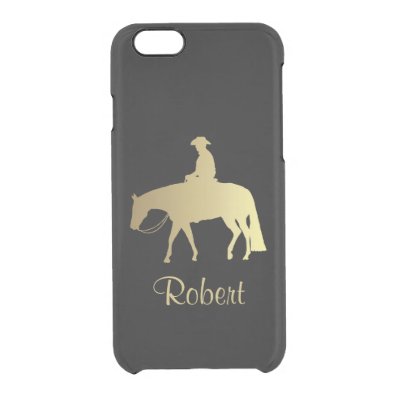Golden Western Pleasure Horse on Black Clear iPhone 6/6S Case