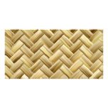 Golden Wicker Basket Weave Textured Photo Card