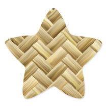 Golden Wicker Basket Weave Textured Star Stickers