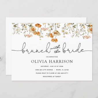 Golden Wildflower Brunch With The Bride Shower Invitation Zazzle