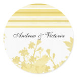 Golden Wildflower Wedding Seal Round Stickers