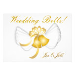 Golden Winged Wedding Bells Card-Cust. Personalized Invite