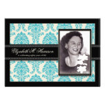Golden Years Damask Birthday Party Invite (aqua)
