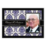 Golden Years Damask Birthday Party Invite (navy)