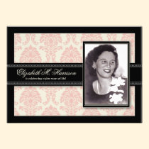 Golden Years Damask Birthday Party Invite (pink) invitations