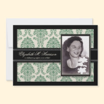 Golden Years Damask Birthday Party Invite (sage) invitations