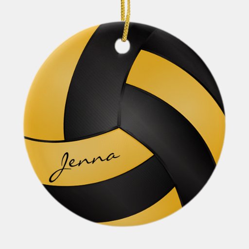 Golden Yellow And Black Volleyball Diy Name Ceramic Ornament Zazzle