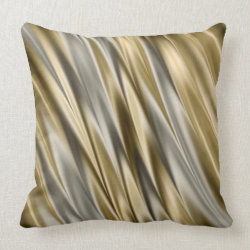 Golden yellow and silver grey satin style stripes pillow