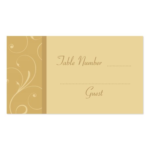 Golden Yellow Custom Wedding Table Place Cards Business Card Templates