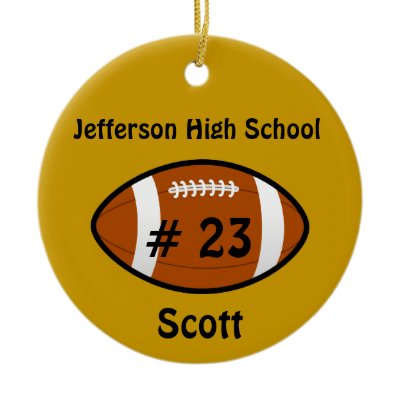 Golden Yellow Football Number Ornament