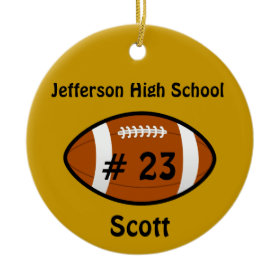 Golden Yellow Football Number Ornament