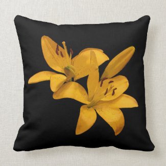 Golden Yellow Lilies Throw Pillow