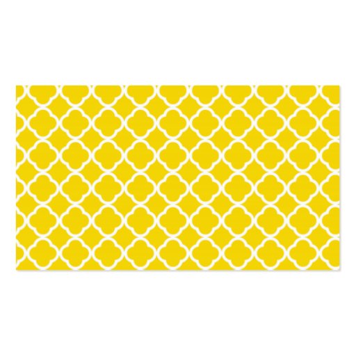 Golden Yellow Moroccan Quatrefoil; Chalkboard look Business Card Template (back side)