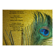 Golden Yellow Peacock Wedding Custom Invitations