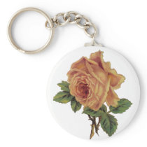 Golden Yellow Vintage Rose Key Chains