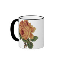Golden Yellow Vintage Rose Coffee Mugs