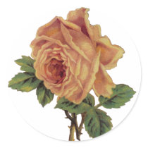 Golden Yellow Vintage Rose Stickers