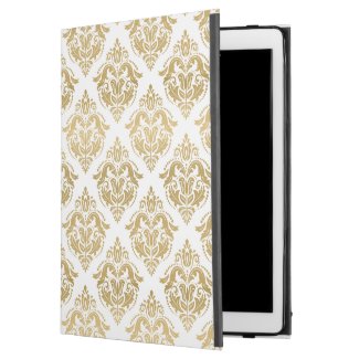 Golden Yellow & White Floral Damasks Pattern iPad Pro Case