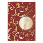 Golden Yin & Yang with scrolls Card