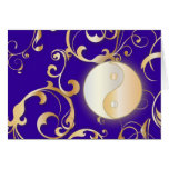 Golden Yin & Yang with scrolls Greeting Card