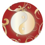 Golden Yin & Yang with scrolls Sticker