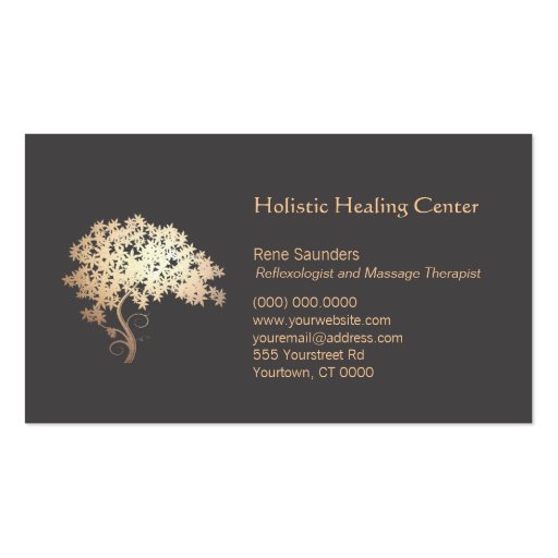 Golden Zen Tree Holistic and Natural Healing Business Cards (front side)
