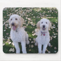 GoldenDoodles in the Fall Leaves mousepads by Jazmataz GoldenDoodles in the Fall Leaves mousepads