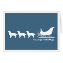 Goldens Pulling Santa's Sleigh Cards