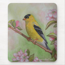 Goldfinch Among the Apple Blossoms MOUSEPAD