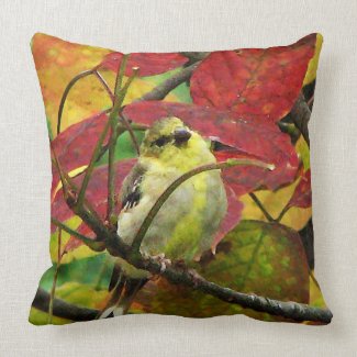 Goldfinch in Autumn Throw Pillow