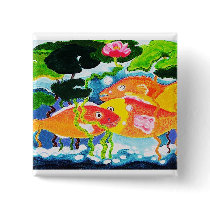 Goldfish and waterlily buttons by Annaart Goldfish and waterlily buttons