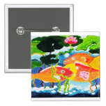 Goldfish and waterlily pinback buttons