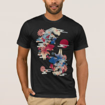 japanese, oriental, asia, beautiful, cute, cool, culture, traditional, fish, flower, blossom, sakura, kingyo, goldfish, spring, new, year, pink, blue, china, chinese, Shirt with custom graphic design